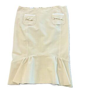 Paola Frani PF Ivory Peplum Skirt Ruffle Pockets Flounce Hem IT 44 Italy